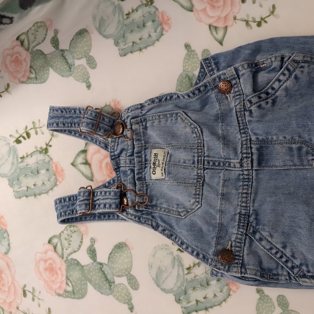 Osh Kosh floral print Denim Overalls Girls 2T